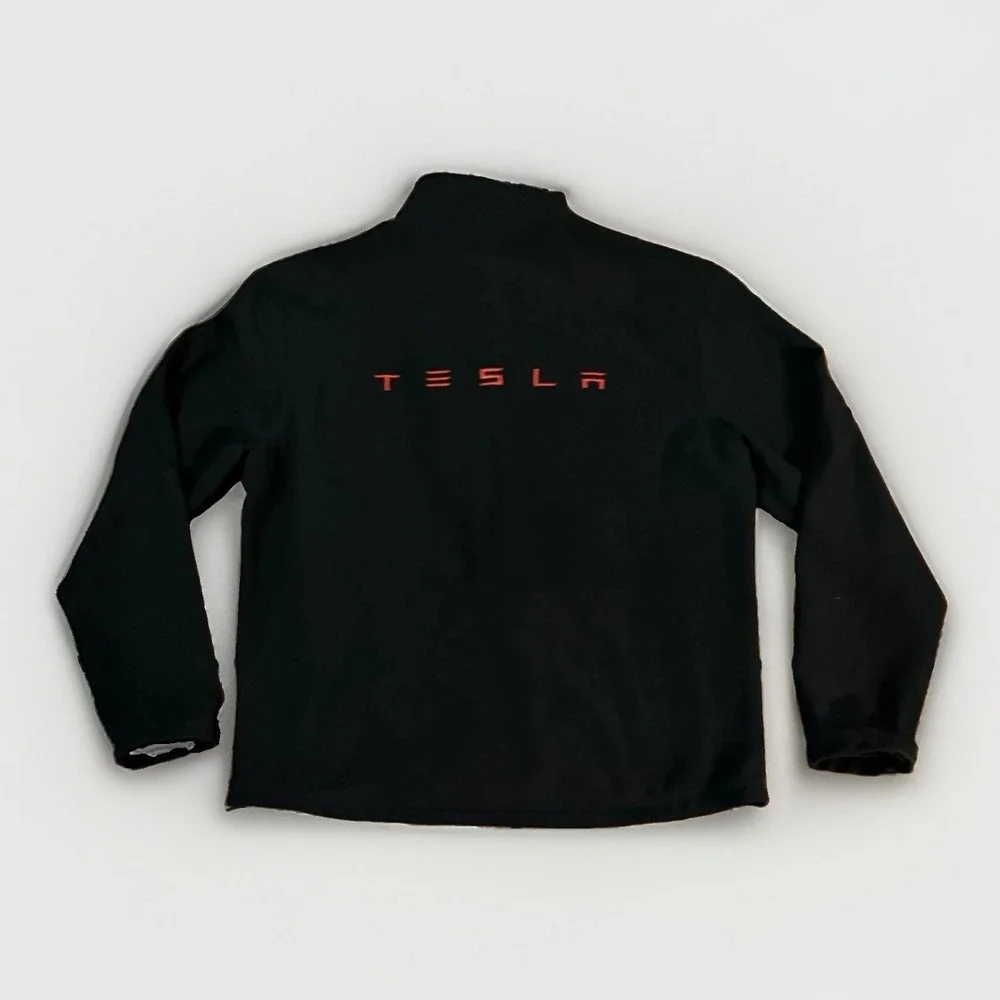 Tesla Motors Corporate Jacket Black Full Zip Fleece Lined Men's Size Large Fossa